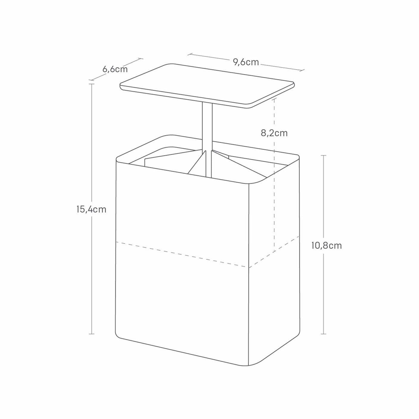 Sort baderomsoppbevaring med trykkåpning og halvtransparent lokk