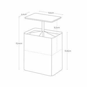Sort baderomsoppbevaring med trykkåpning og halvtransparent lokk