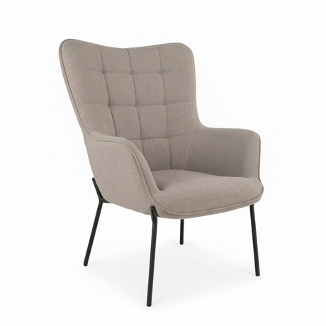 Glasglow stol i steingrå tekstil med svarte ben – frontbilde