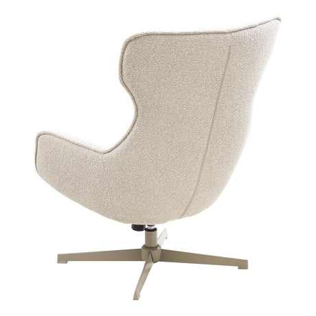 Turin Lounge Stol i moderne design – sett bakfra i naturel tekstil.