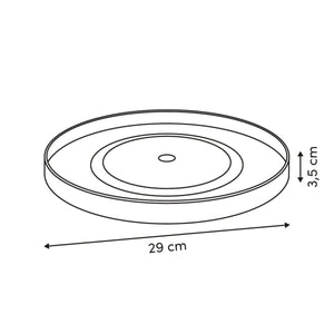 Snurrebrett til kjøleskap diameter 29 cm, mål på snurrebrettet