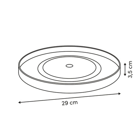 Snurrebrett til kjøleskap diameter 29 cm, mål på snurrebrettet