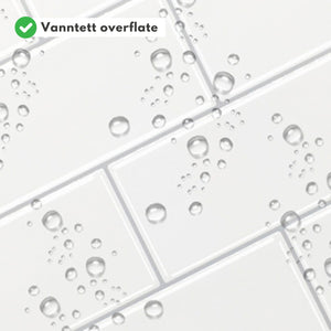Nærbilde av subway hvit veggfliser med vanntett overflate som tåler fukt.