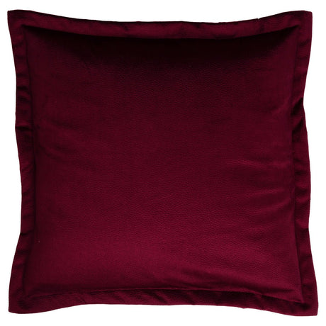 Auberginefarget putetrekk i velur 50 x 50 cm med dekorativ kant