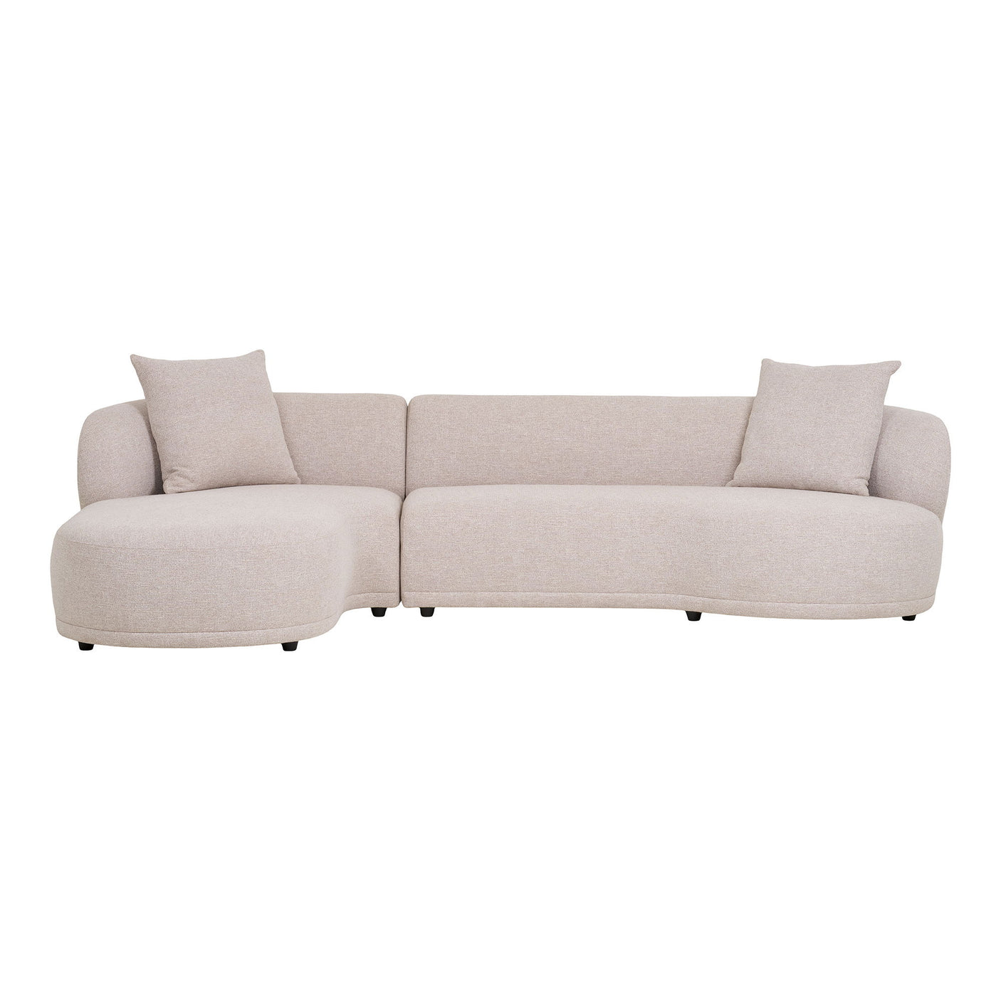 Kingston Lounge Sofa venstrevendt i beige tekstil med 2 puter – moderne design.
