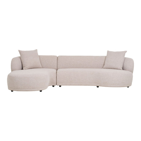 Kingston Lounge Sofa venstrevendt i beige tekstil med 2 puter – moderne design.