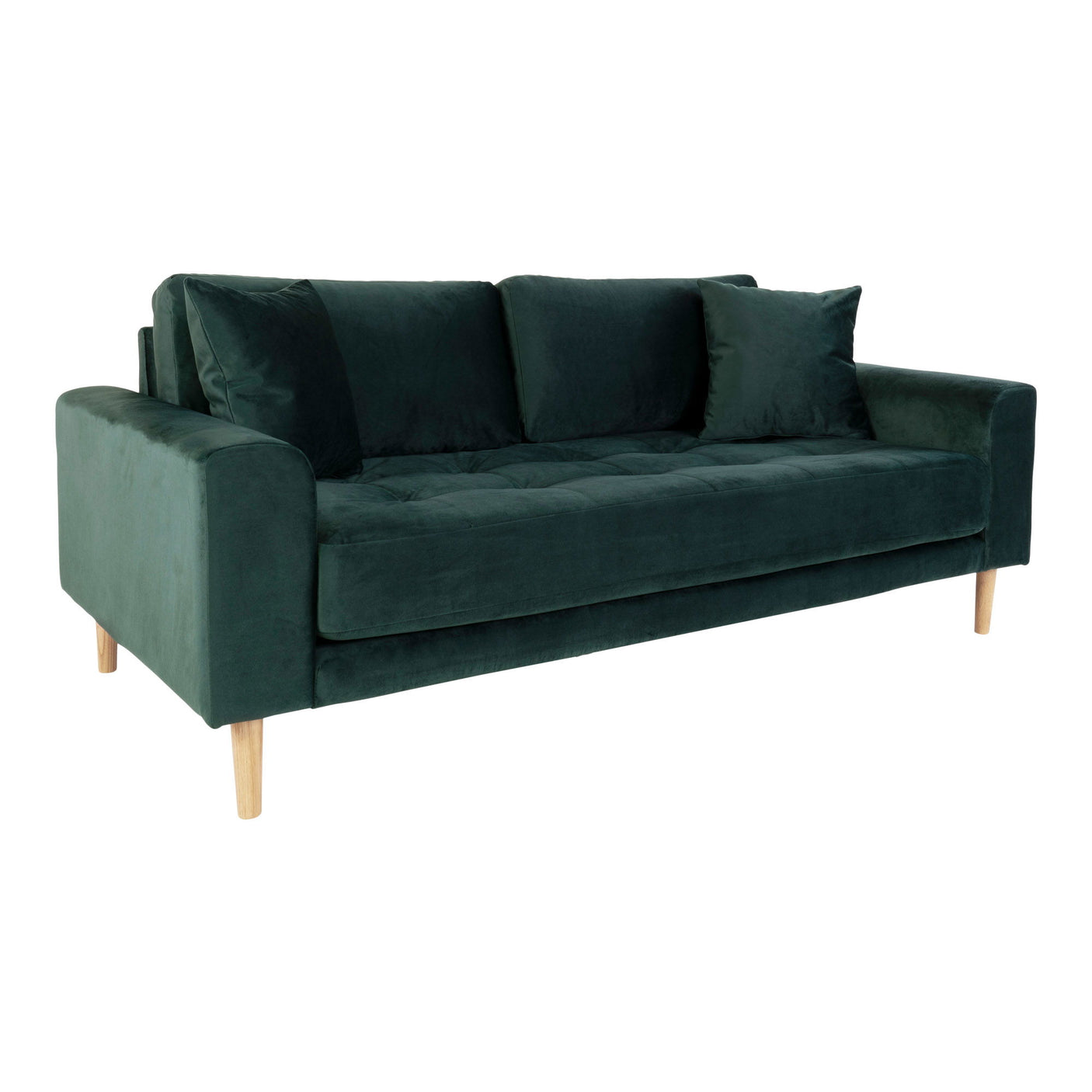 Lido sofa 2,5 seter i mørkegrønn velur sett fra siden