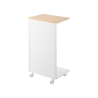 Sidebord med treplate og hjul hvit 55 x 31 cm