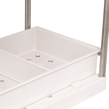 Uttrekkbar skaporganiser 2 etasjer beige 34 cm, organiseren i et skap