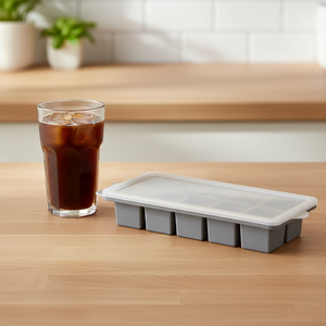 isbitform med lokk i silikon grå 10 isbiter