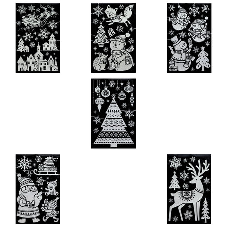 Julestickers med glitter og rhinsten 6 design 50 x 32 cm, alle 6 design