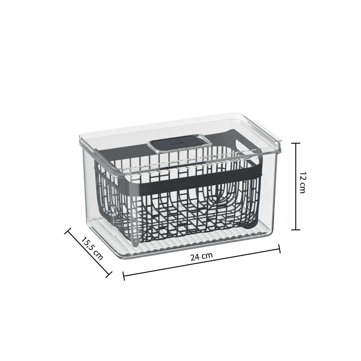 Kjøleskapsboks Tidy Fridge 24 x 15 cm, mål på boksen