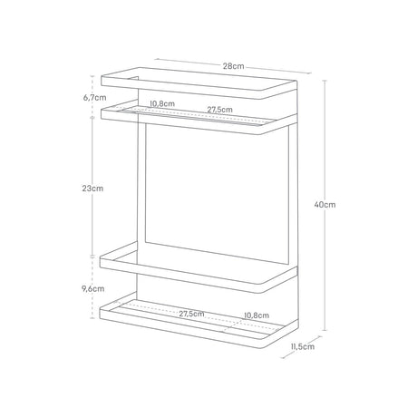 Magnetisk oppbevaringshylle hvit 28 x 11,5 x 40 cm - Lindas Dekor