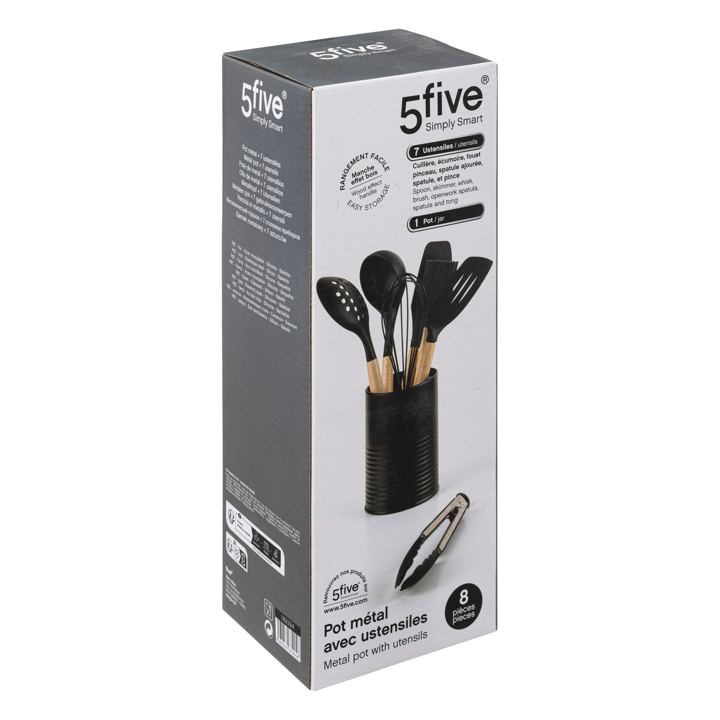 Kökredskap med träskaft och hållare från 5Five Simply Smart i originalförpackning
