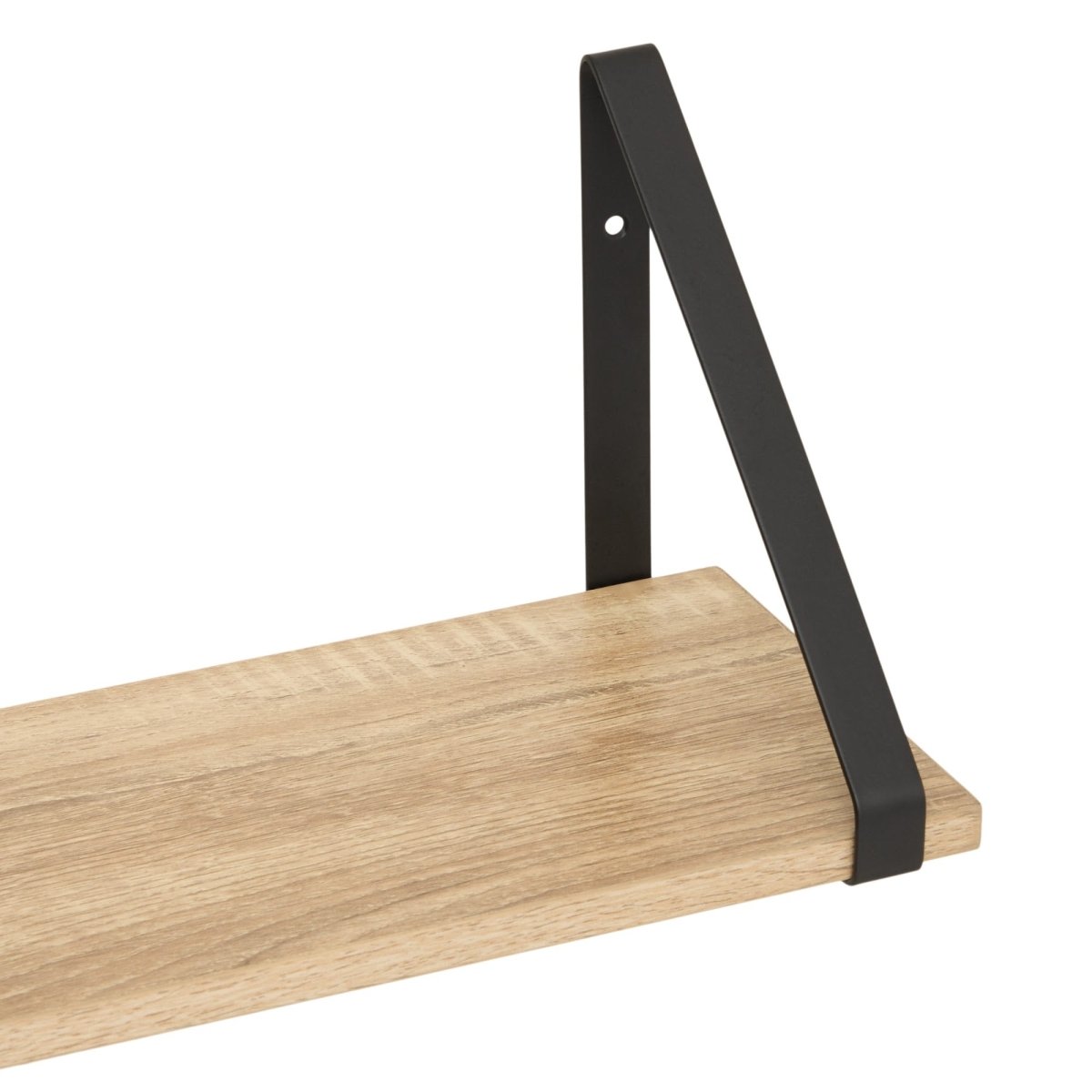 Vegghylle Aliaj med braketter 78 cm, hyllen med brakett sett skrått