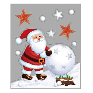 Julestickers nisse med glitter 2 design 29 x 35 cm, nisse med snøball