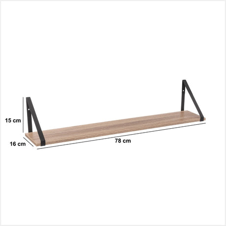 Vegghylle Aliaj med braketter 78 cm, mål på vegghyllen
