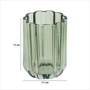 Tannbørsteholder Florea grønt glass 11 cm, mål på tannbørsteholderen
