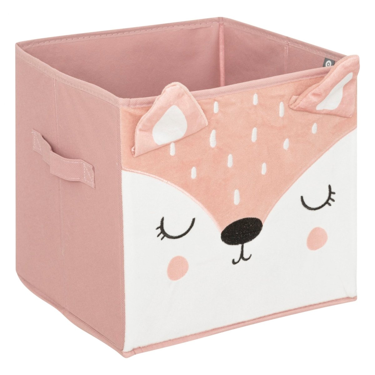 Oppbevaringsboks hjort i fløyel rosa 29 x 29 cm, hele boksen med dyreansikt