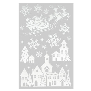 Julestickers med glitter og rhinsten 6 design 50 x 32 cm, vinterlandsby