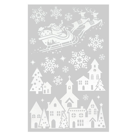 Julestickers med glitter og rhinsten 6 design 50 x 32 cm, vinterlandsby