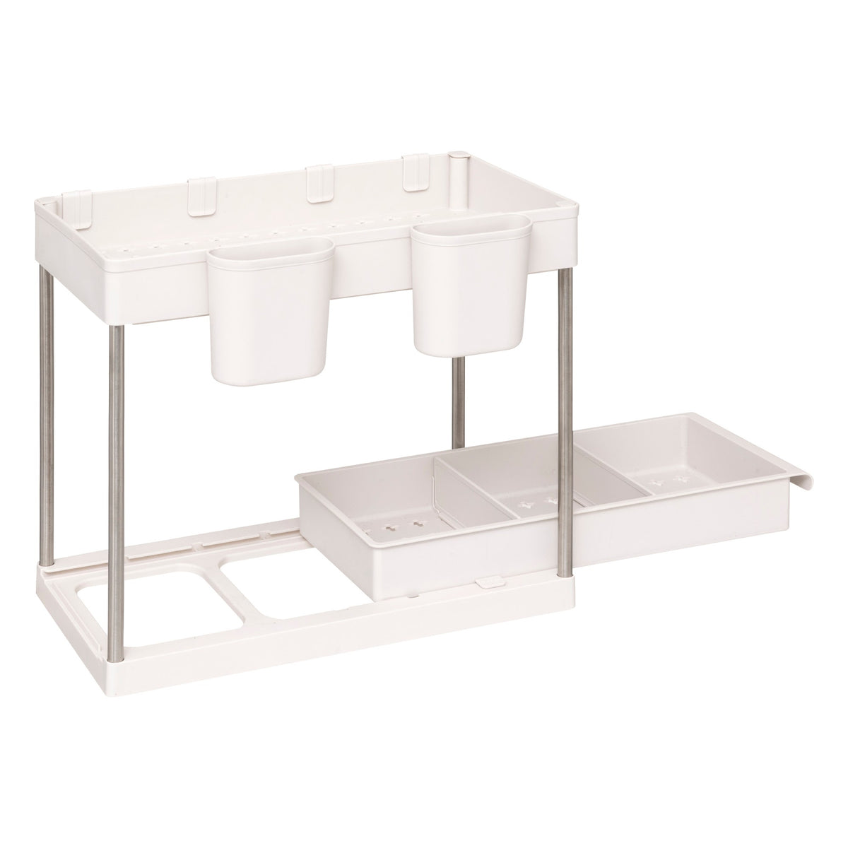 Uttrekkbar skaporganiser 2 etasjer beige 34 cm, organiseren med to etasjer