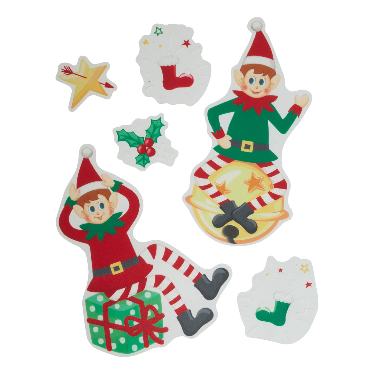 Vinduspynt nisse 2 design 28 x 34 cm, flere nisser og pakker