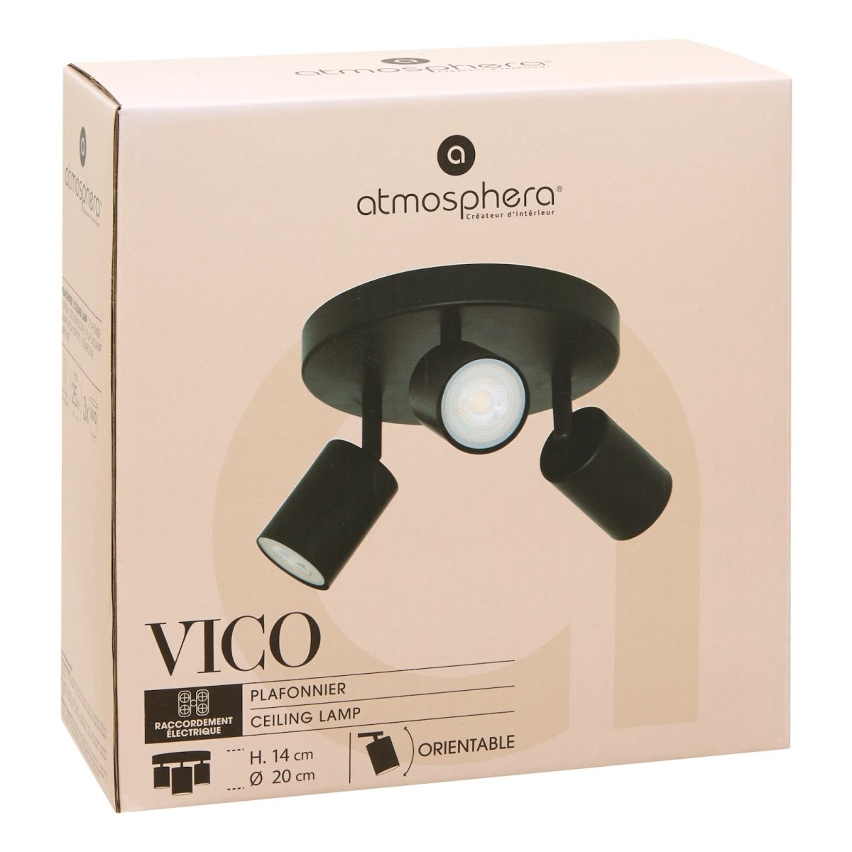 Atmosphera Vico taklampe med 3 spotter sort i original emballasje