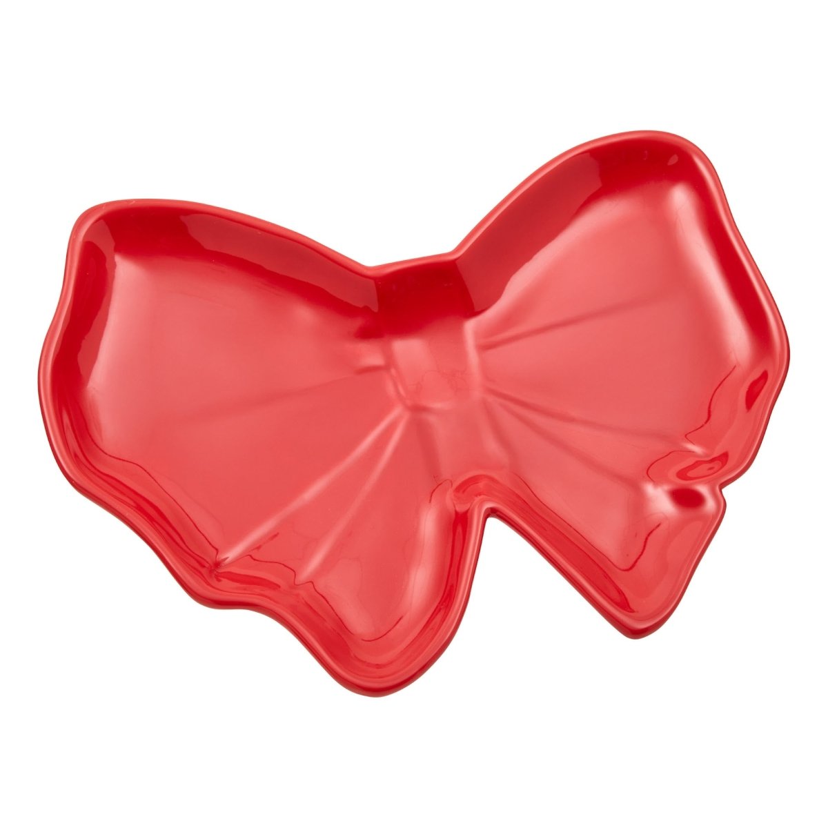 Dekorskål sløyfe rød 27,5 cm, skålen sett skrått