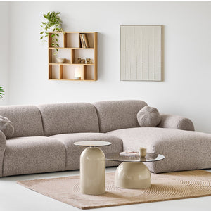 Ravello sofabord herdet glass grå/beige ø70 cm