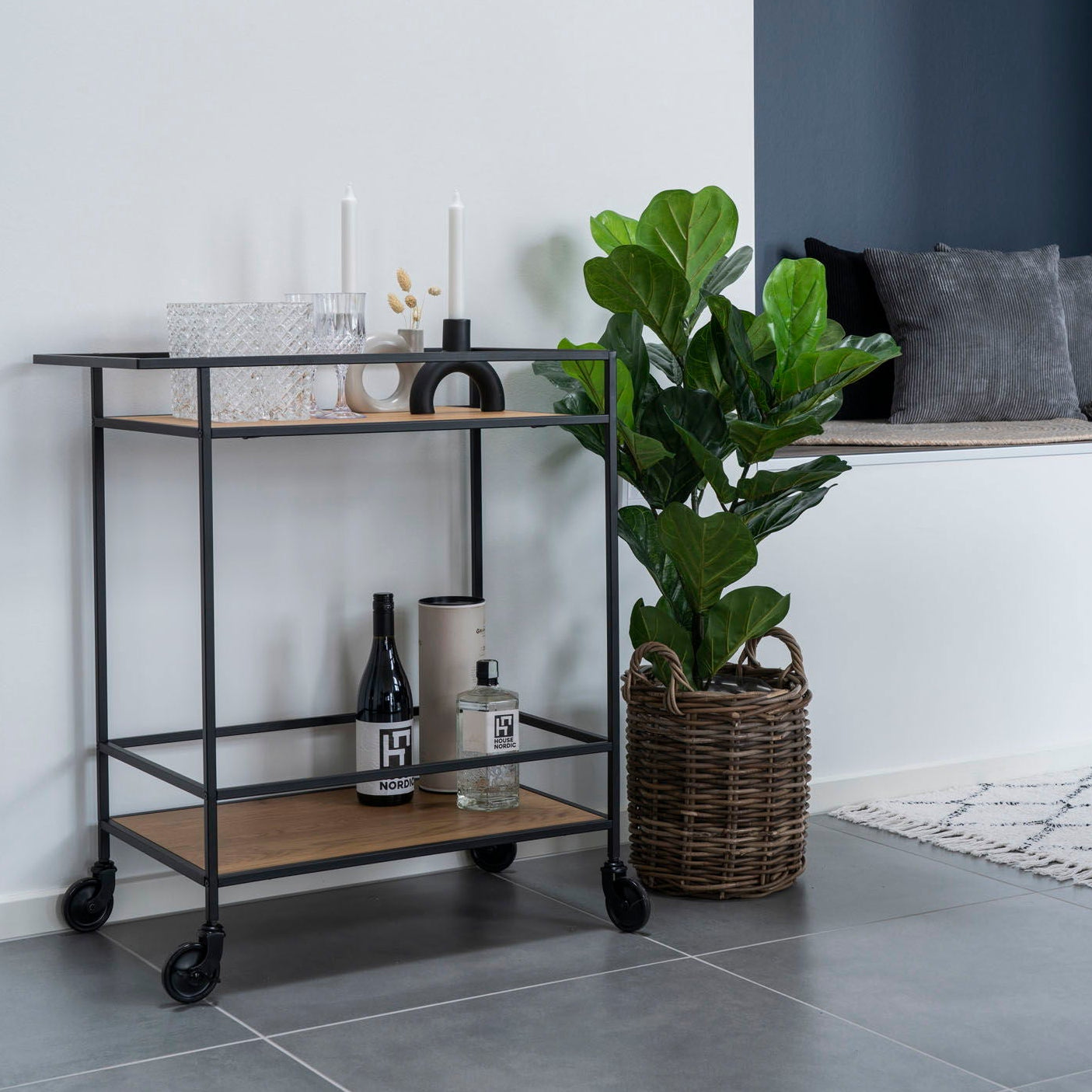 House Nordic Vita barvogn med hjul og metallramme