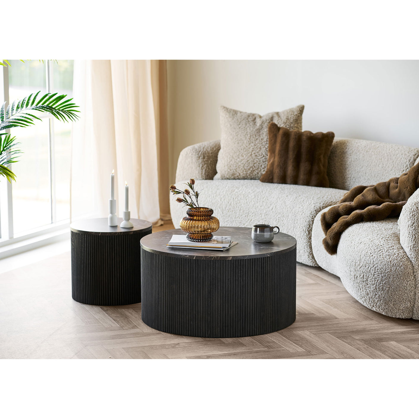 House Nordic Rota sofabord rund, mørk brun ø80 cm