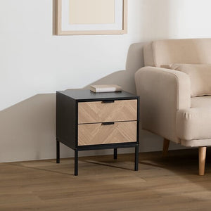 Nattbord Chevron med 2 skuffer sort