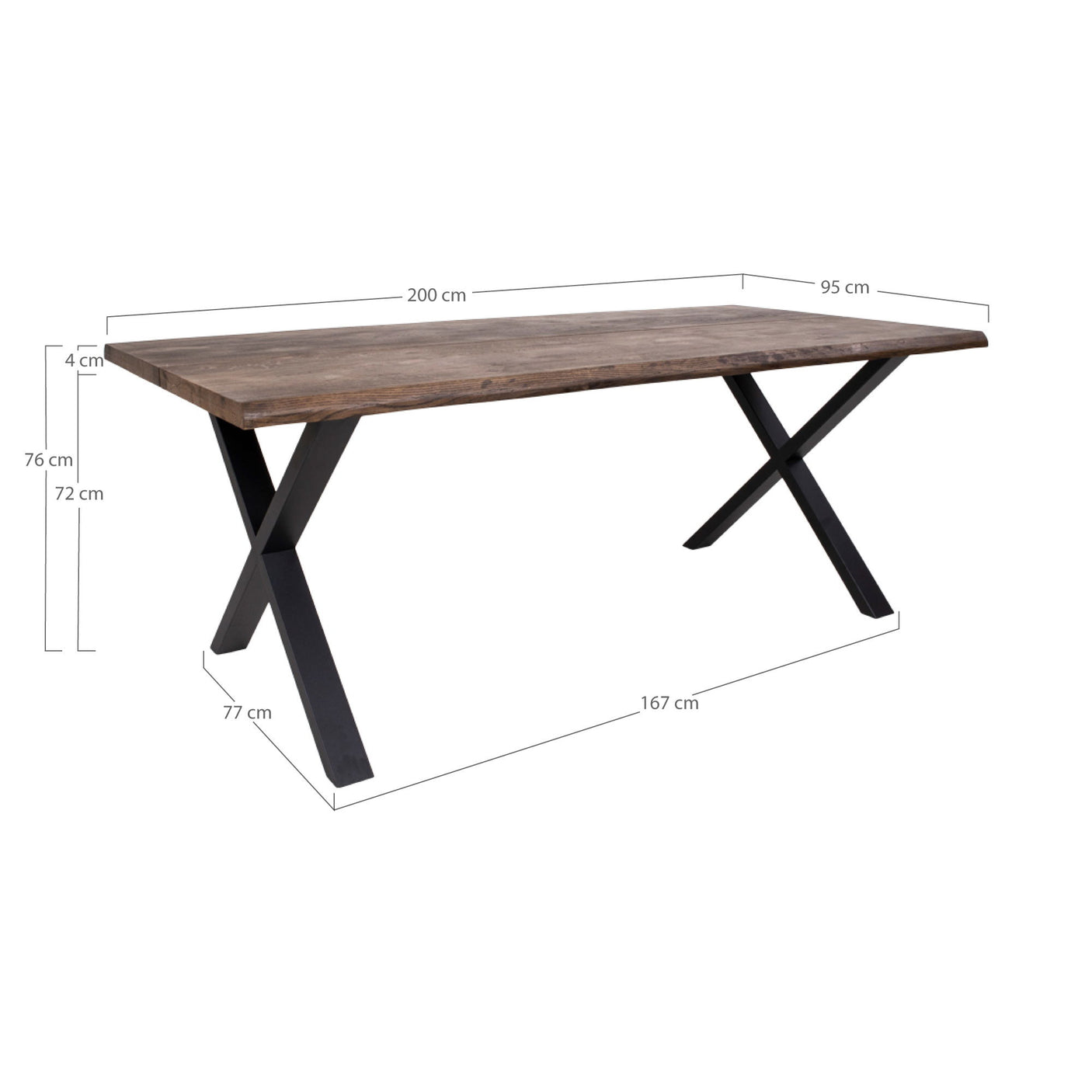 Toulon matbord rökt ek 200 cm