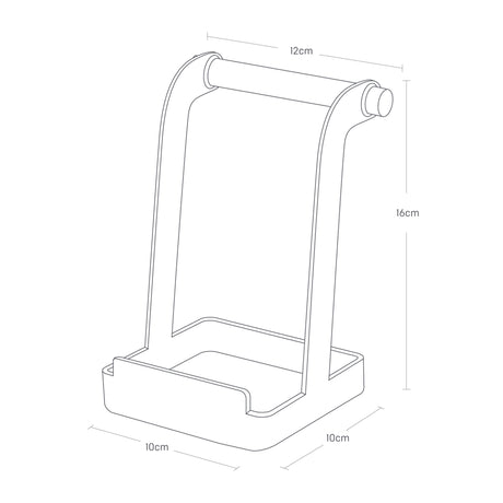 Tomt kjøkkenstativ med trehåndtak og hvit base
