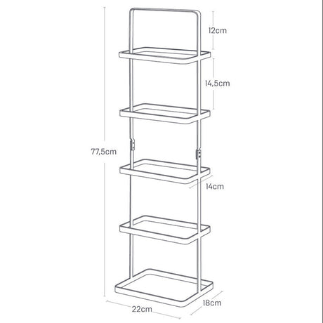 Plassbesparende skohylle i sort metall, ideell for små rom og garderober.

