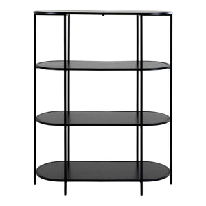 Vita oval bokhylle 4 hyller sort 85x36x111 cm - Lindas Dekor Bokhylle