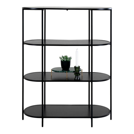 Vita oval bokhylle 4 hyller sort 85x36x111 cm