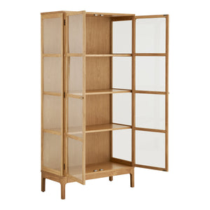 Zamora vitrineskap med 2 glassdörrar, ek natur, 90x40x180 cm - bild 4