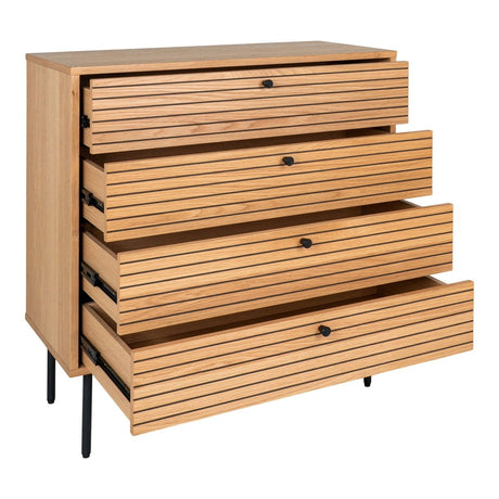Kommode Kyoto i eikefiner med sorte ben i metall – 80 cm bred