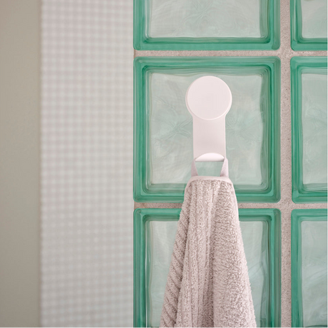 Hvit opphengskrok til speil, fliser og glatte overflater