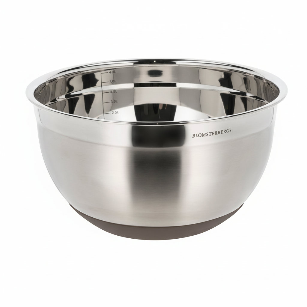 rustfri bakebolle sett med praktiske funksjoner