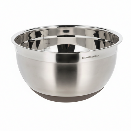 rustfri bakebolle sett med praktiske funksjoner