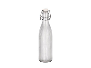 Patentflaske Funktion i riflet klart glass med hvitt porselenslokk og lås i stål