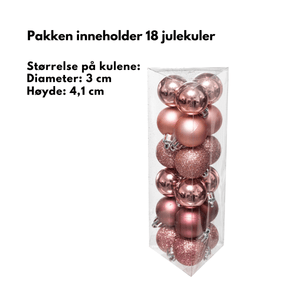 18-pk julekuler rosa 3 cm - Lindas Dekor Julekuler