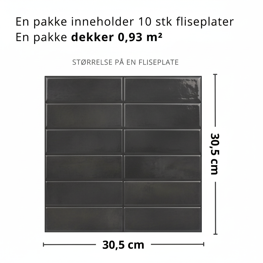 Adelina antrasitt selvklebende veggfliser