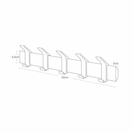 Veggmontert knaggrekke brun 50 x 10 cm - Lindas Dekor