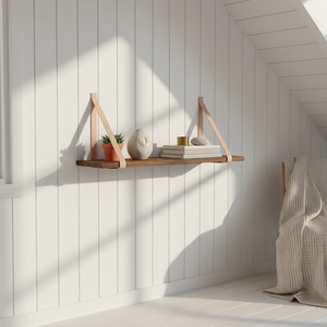 Forno hylle natur brune skinnstropper 80 x 20 cm