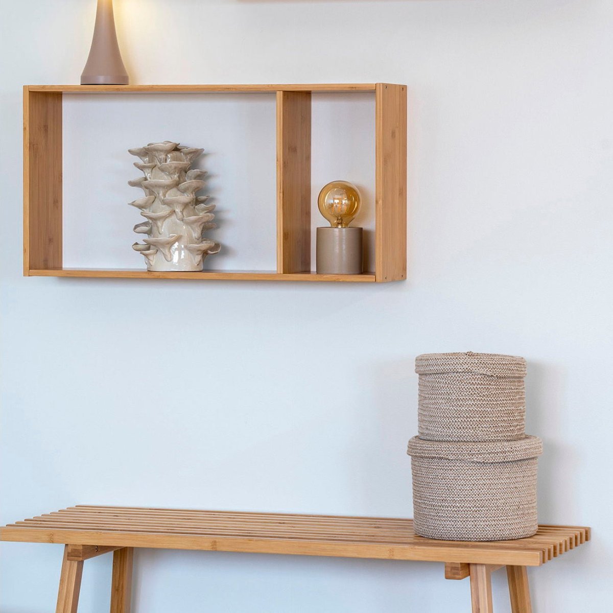 Ember vegghylle bambus natur 70 x 15 x 35,5 cm - Lindas Dekor