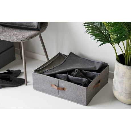 Oppbevaringskurv med avtakbart lokk og innvendig rominndeling